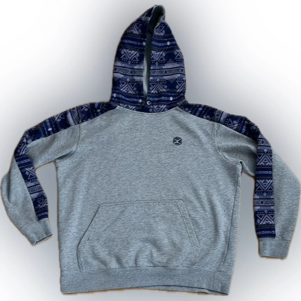 🌄Canyon Block Hooded Gray & Purple-Blue Patterned Hoodie by HOOEY | XL - Picture 3 of 17